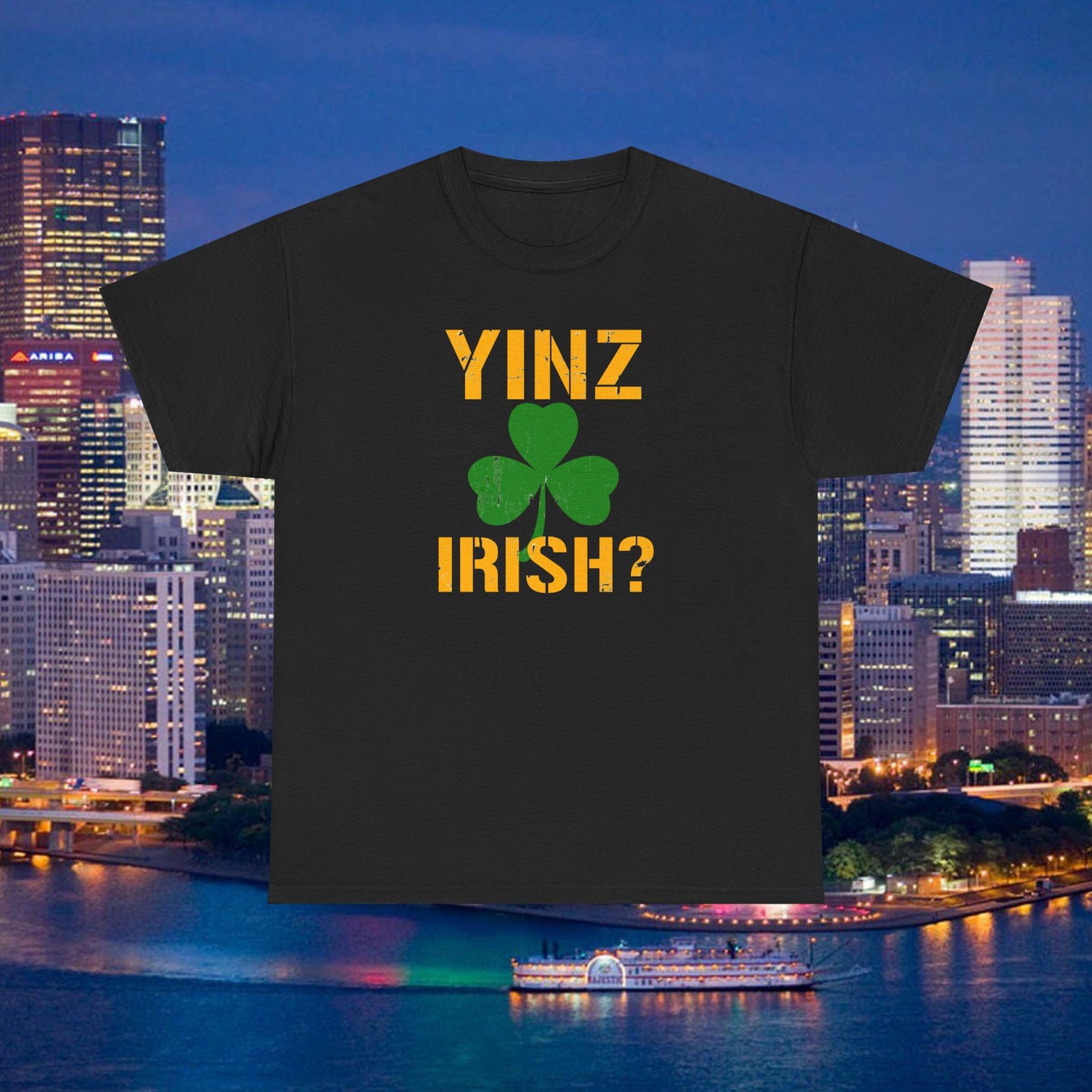 Yinz Irish T-Shirt Pittsburghese Shamrock Tee | Funny St. Patricks Day Shirt | Yinzer Irish Shirt | PGH Gift