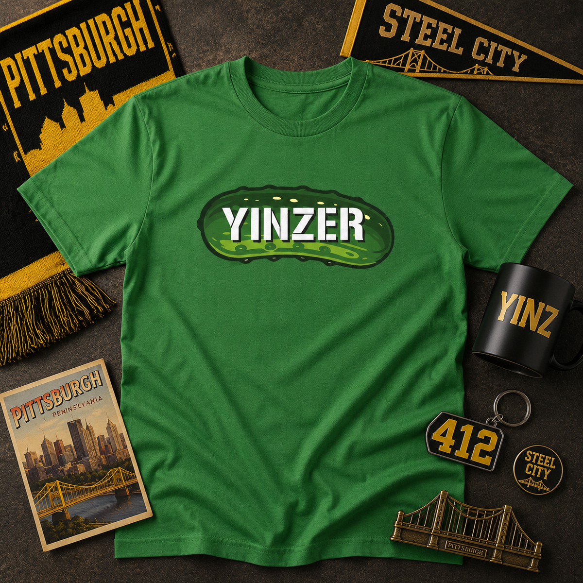 YINZER Pickle Shirt | Pittsburghese Pickle Graphic Tee | Funny PGH Pride Gift | Steel City Humor
