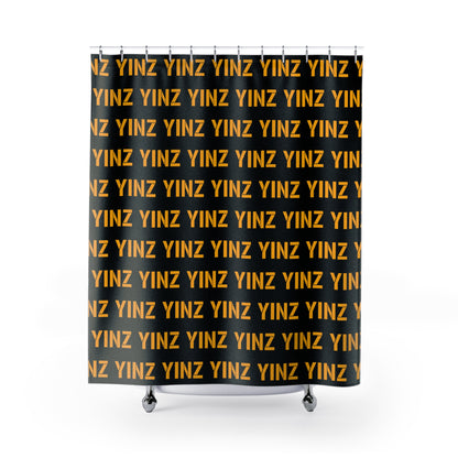 YINZ Shower Curtain Pittsburghese Pattern in Gold Yellow | Pittsburgh Bathroom Decor | Yinzer Gift | Steel City Home