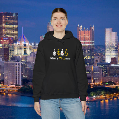 Merry Yinzmas Embroidered Hoodie, Pittsburgh Christmas Sweatshirt, Yinzer Holiday Gift, Christmas Tree Pittsburghese Hoodie