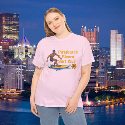 3 Rivers Surf Club T-Shirt | Pittsburgh Parody Surf Tee | Yinzer River Life Shirt | Steel City Humor Graphic Tee | PGH Gift