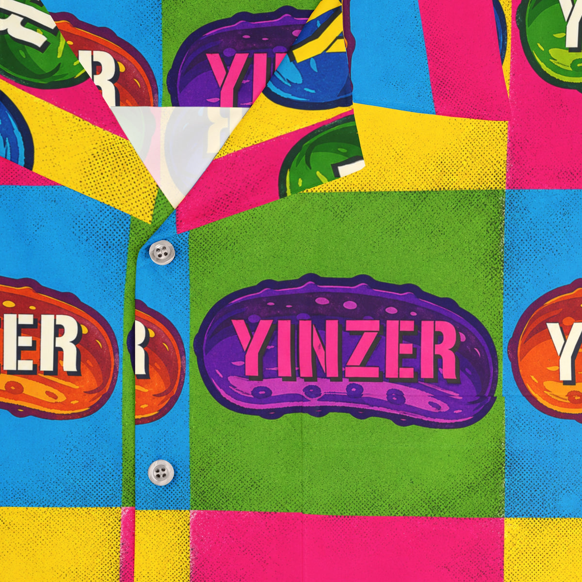 Yinzer Pickle Hawaiian Shirt, Pittsburgh Pop Art Button Up, Funny Pittsburghese Vacation Shirt, Pickle Pattern Party Top