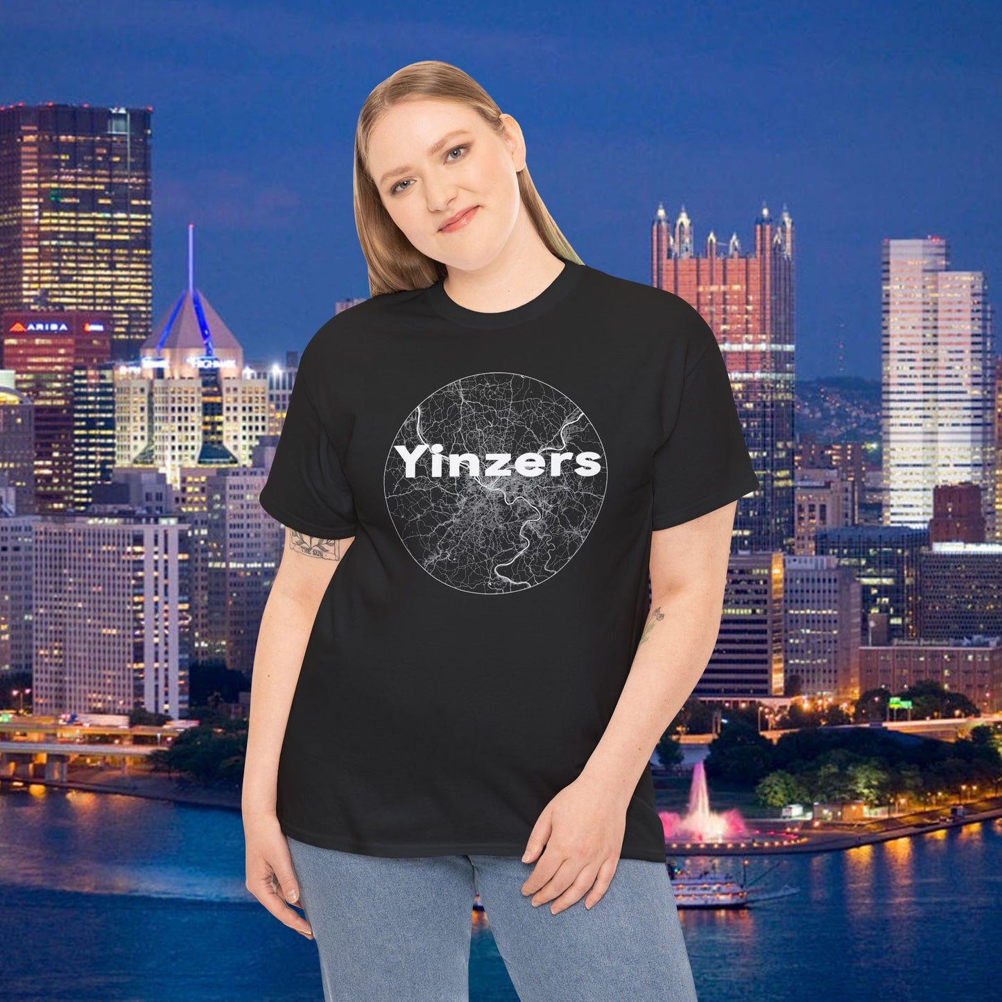 Yinzers Pittsburgh Rivers Map T-Shirt | 3 Rivers Graphic Tee | Yinzer Pride PGH Shirt | Steel City Map Shirt