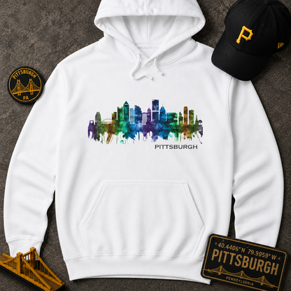 Pittsburgh Skyline Hoodie Stylized Steel City Graphic | PGH Pullover Sweatshirt | Pittsburgh Pride | Pennsylvania Gift