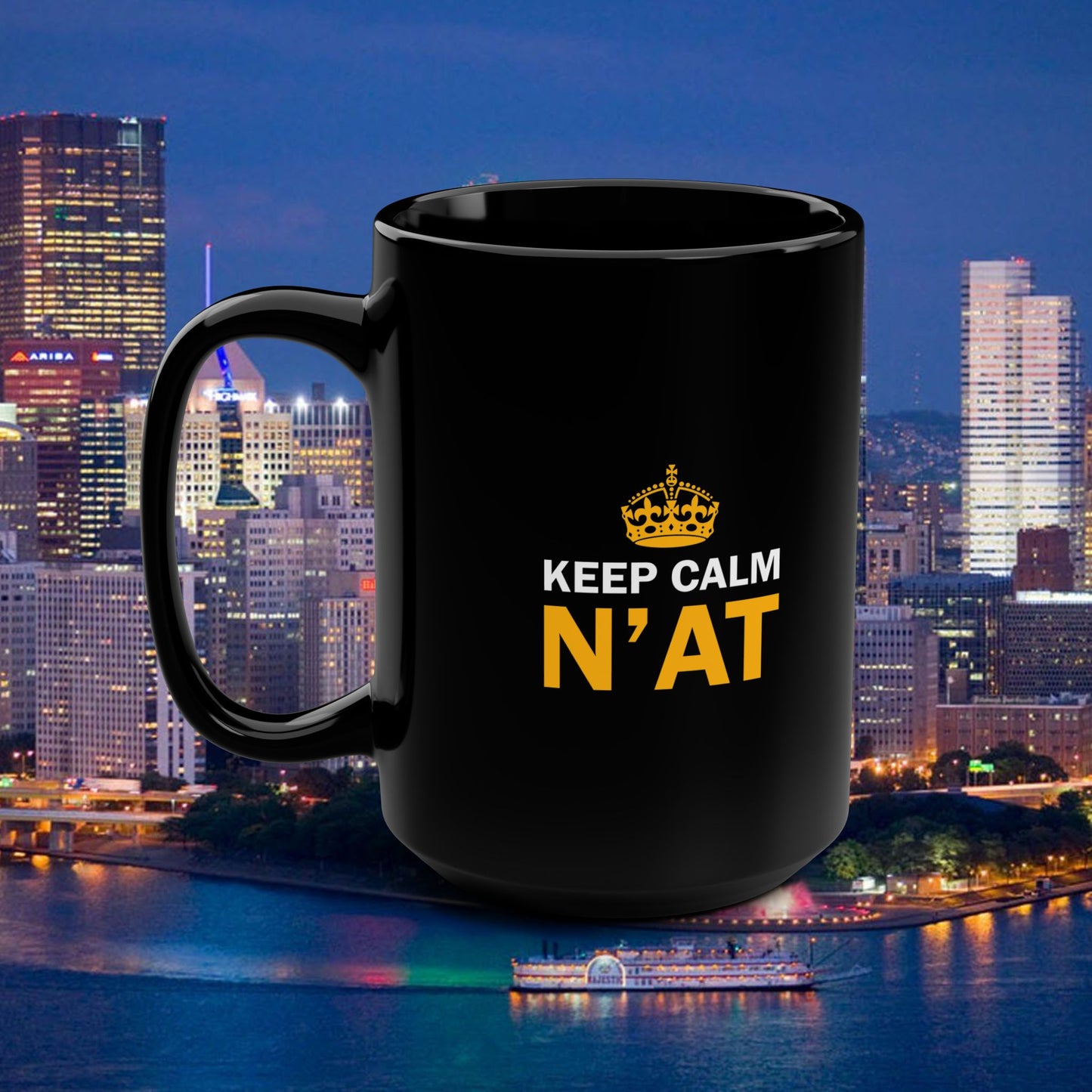Keep Calm Nat 15oz Coffee Mug | Pittsburghese Mug | Funny Yinzer Cup | PGH Slang Gift | Pittsburgh Coffee Mug