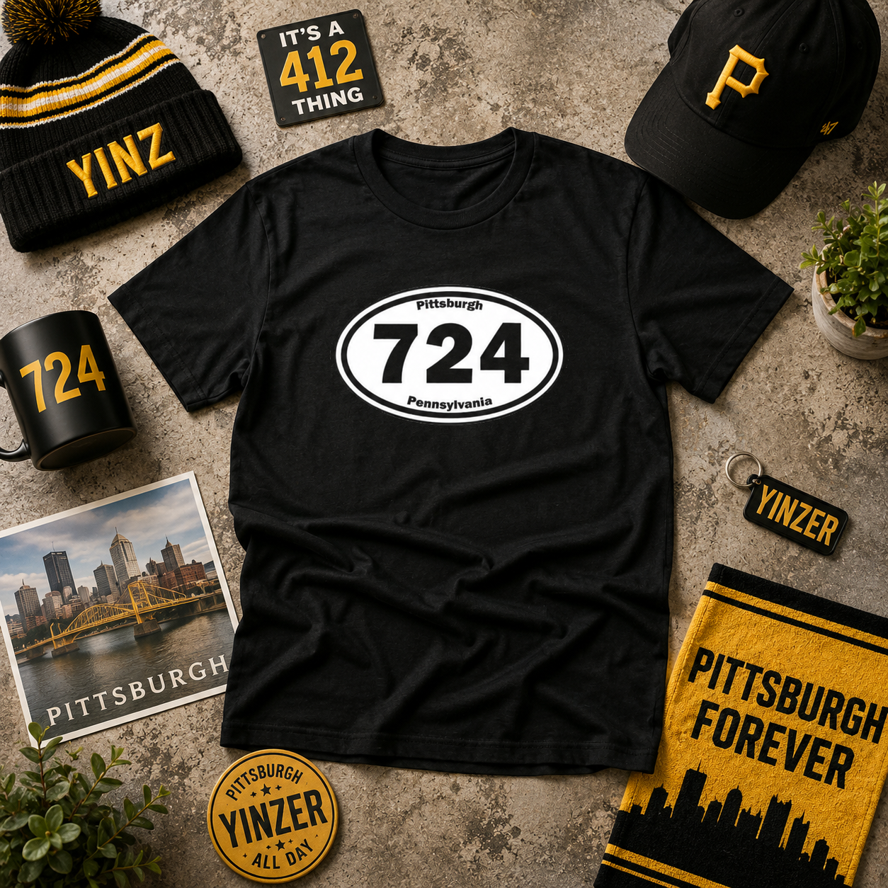 724 Area Code T-Shirt Oval Front Graphic | Western PA Tee | Pittsburgh Region Shirt | Pennsylvania Pride | 724 Gift
