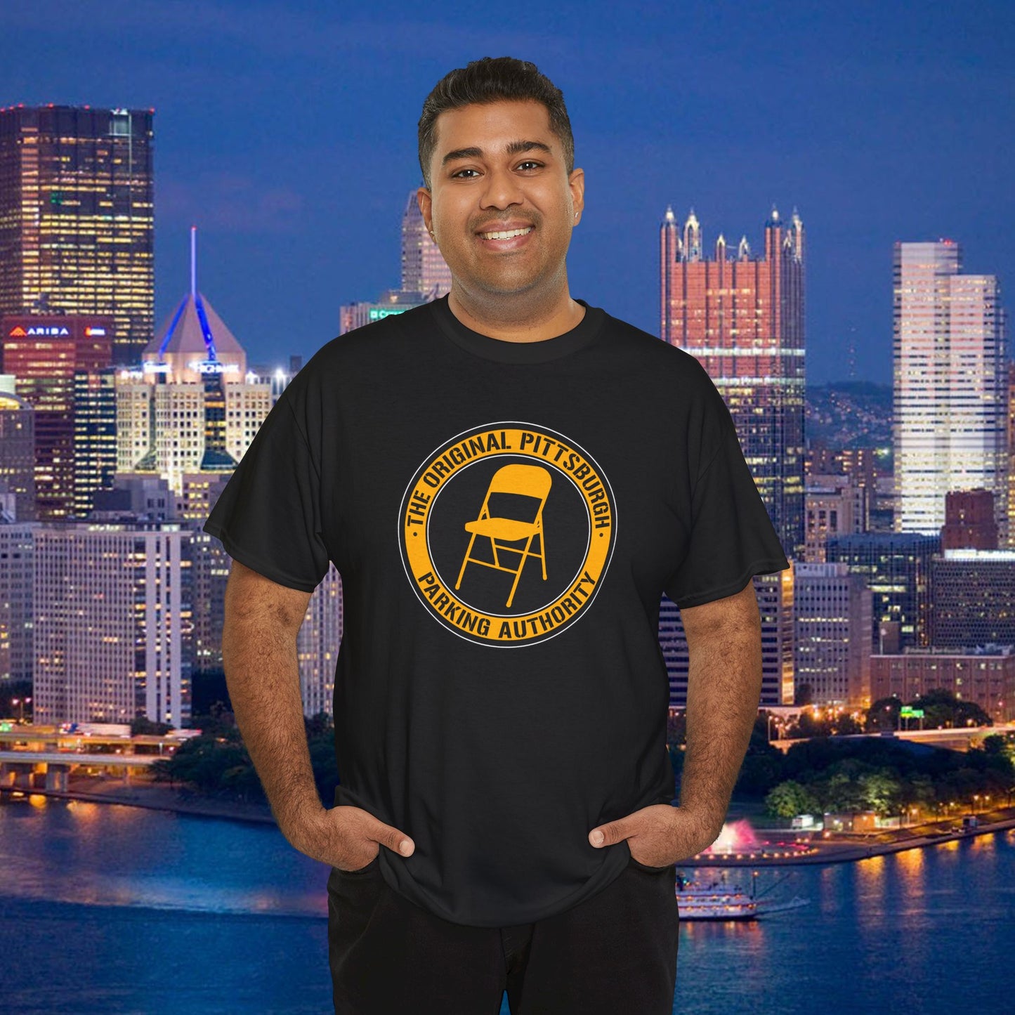 Original Pittsburgh Parking Authority T-Shirt | Folding Chair Parking Spot Saver | Pittsburgh Humor Jagoff Yinzer PGH Tee