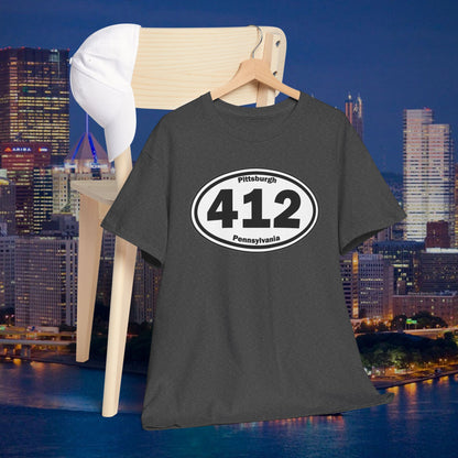412 Pittsburgh T-Shirt Area Code Tee with Oval Design | Steel City Shirt | Pittsburgh Pride Gift | PA Graphic Tee