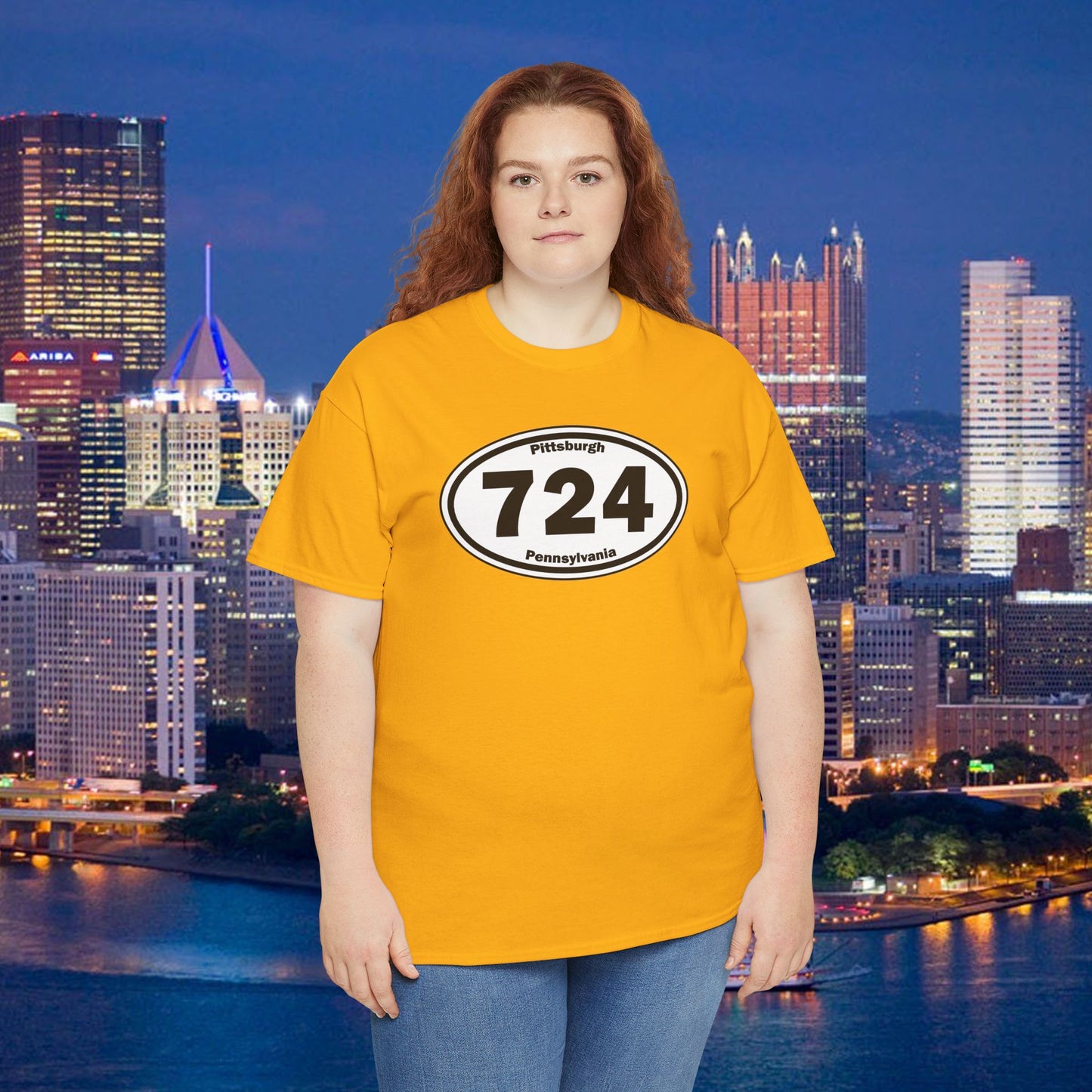 724 Area Code T-Shirt Oval Front Graphic | Western PA Tee | Pittsburgh Region Shirt | Pennsylvania Pride | 724 Gift