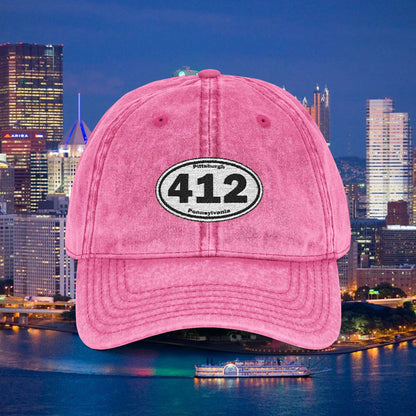 412 Vintage Baseball Cap Oval Embroidered Pittsburgh Hat | Distressed Dad Hat | Steel City Cap | Pittsburgh Pride Gift