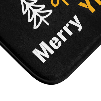 Merry Yinzmas Bath Mat, Pittsburgh Christmas Bathroom Decor, Stylized Tree Rug, Funny Yinzer Holiday Gift