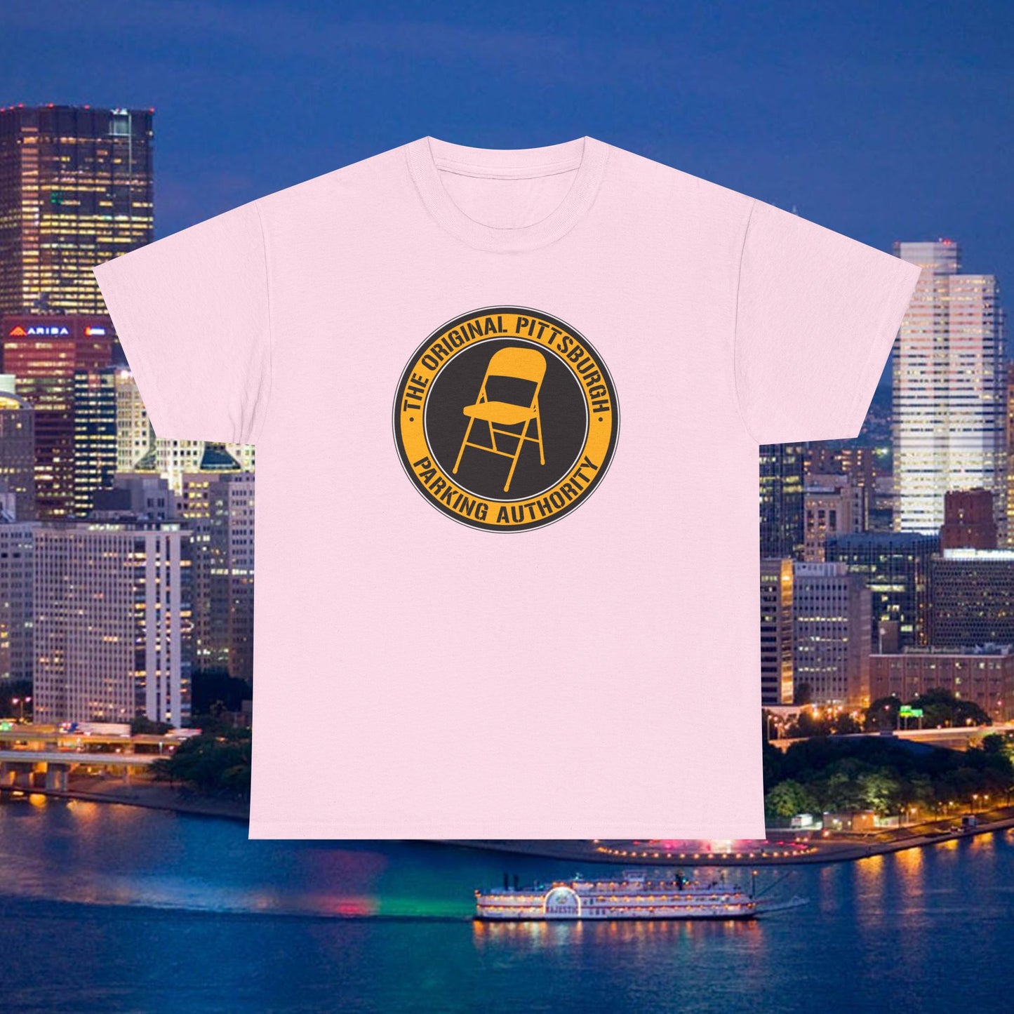 Original Pittsburgh Parking Authority T-Shirt | Folding Chair Parking Spot Saver | Pittsburgh Humor Jagoff Yinzer PGH Tee