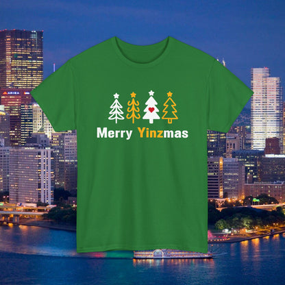 Merry Yinzmas T-Shirt, Pittsburgh Christmas Shirt, Stylized Tree Tee, Yinzer Holiday Gift, Pittsburghese Christmas Shirt