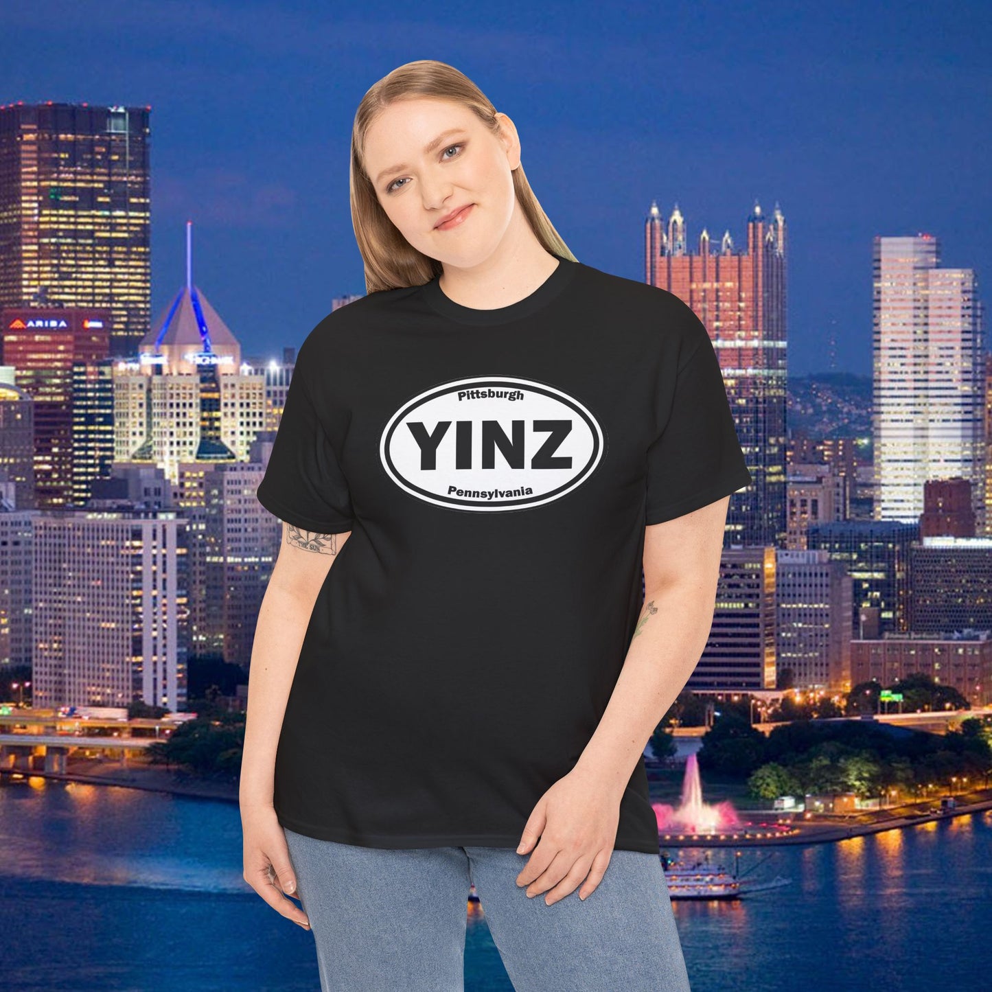 YINZ T-Shirt Pittsburghese Oval Front Graphic | Yinzer Shirt | Steel City Tee | Pittsburgh Pride | Pennsylvania Gift