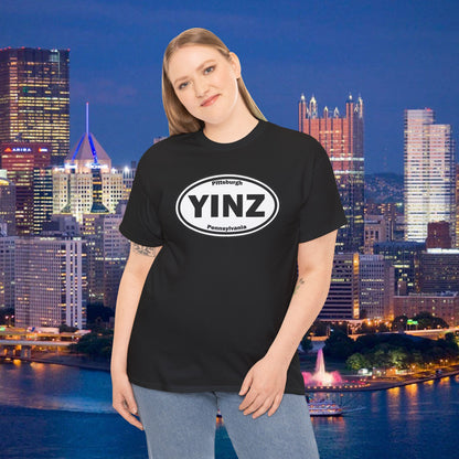 YINZ T-Shirt Pittsburghese Oval Front Graphic | Yinzer Shirt | Steel City Tee | Pittsburgh Pride | Pennsylvania Gift