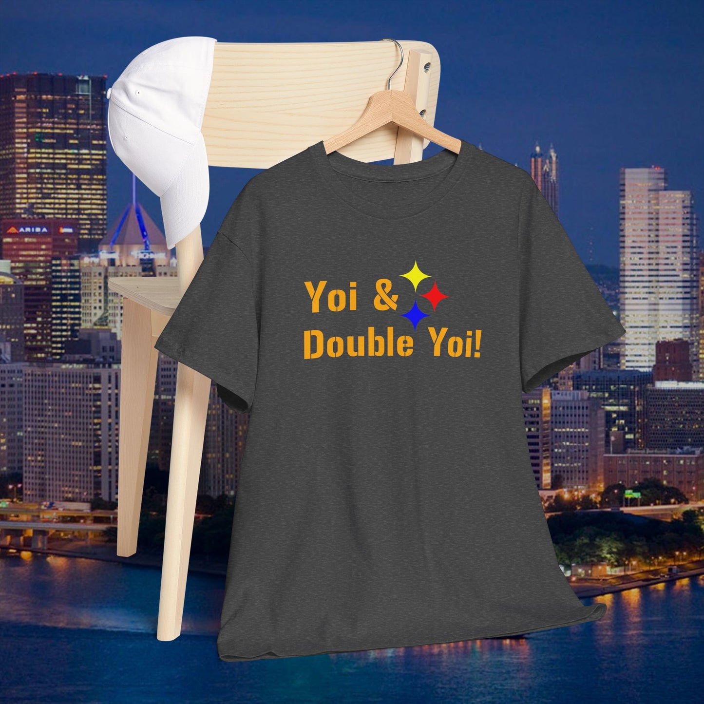 Yoi and Double Yoi! Pittsburghese T-Shirt | Vintage Steelers Fan Saying | Yinzer Sports Call Tee | Pittsburgh Football Humor Shirt