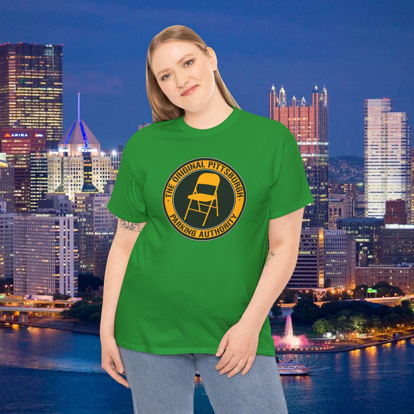 Original Pittsburgh Parking Authority T-Shirt | Folding Chair Parking Spot Saver | Pittsburgh Humor Jagoff Yinzer PGH Tee