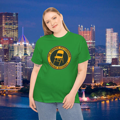 Original Pittsburgh Parking Authority T-Shirt | Folding Chair Parking Spot Saver | Pittsburgh Humor Jagoff Yinzer PGH Tee