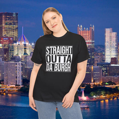 Straight Outta Da Burgh T-Shirt | Pittsburgh Parody Block Tee | Yinzer PGH Humor Shirt | Steel City Gift