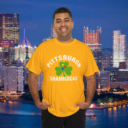 Pittsburgh Shamrocks T-Shirt Shamrock + Steel Stars Graphic Tee | Irish PGH Shirt | St. Patricks Day Pittsburgh Tee | Yinzer Gift