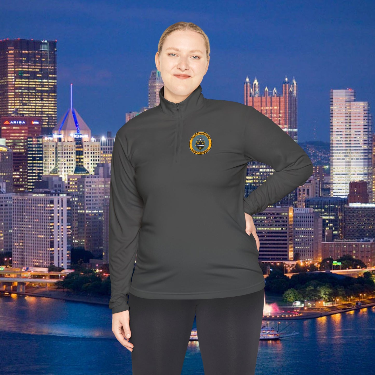 Jagoff Division 1/4 Zip Pullover City of Pittsburgh Emblem Left Chest | Funny PGH Quarter Zip | Steel City Gift | Yinzer Gear