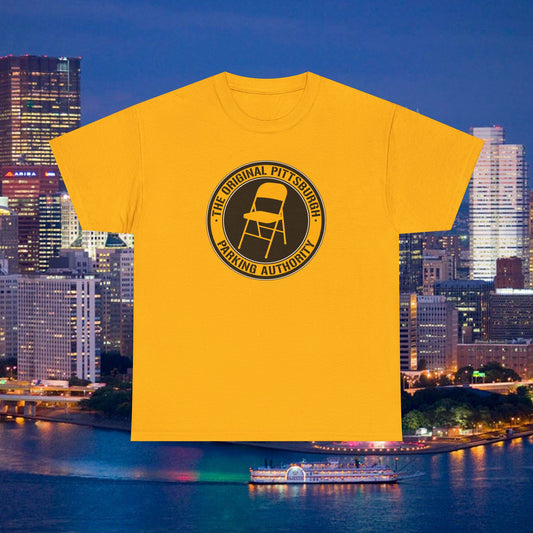 Original Pittsburgh Parking Authority T-Shirt | Folding Chair Parking Spot Saver | Pittsburgh Humor Jagoff Yinzer PGH Tee