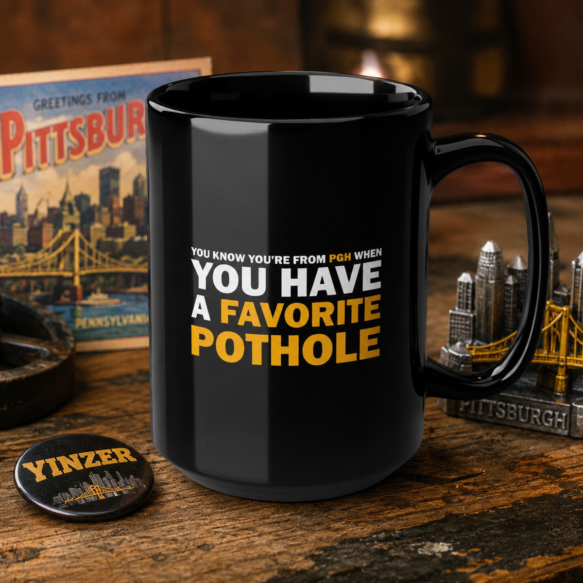 Favorite Pothole 15oz Coffee Mug | Funny Yinzer Coffee Cup
