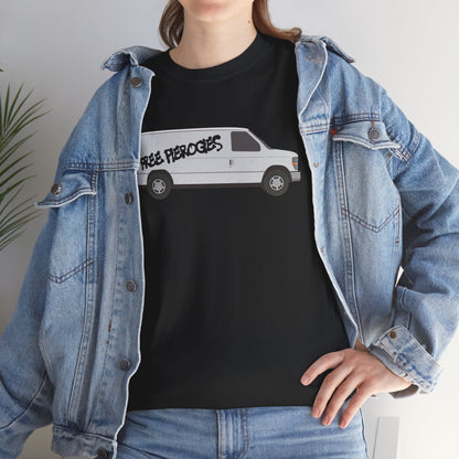 Free Pierogies White Van T-Shirt | Pittsburgh Pierogi Humor Tee | Yinzer Joke PGH Shirt