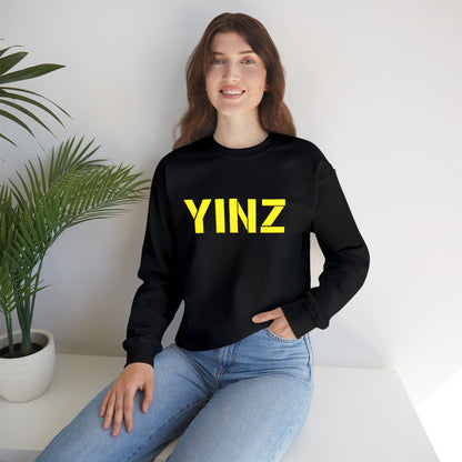 Black YINZ Embroidered Crewneck Sweatshirt, Pittsburghese Apparel, Gold Stitching, Steel City Gift, Unisex Cozy Sweater