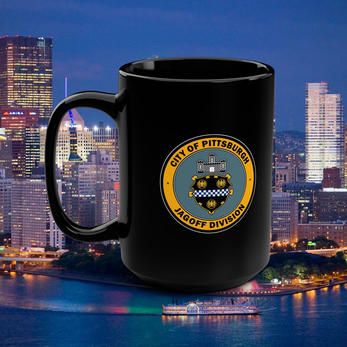 Jagoff Division 15oz Coffee Mug City of Pittsburgh Emblem Coffee Cup | Funny Pittsburgh Mug | Yinzer Gift | Steel City