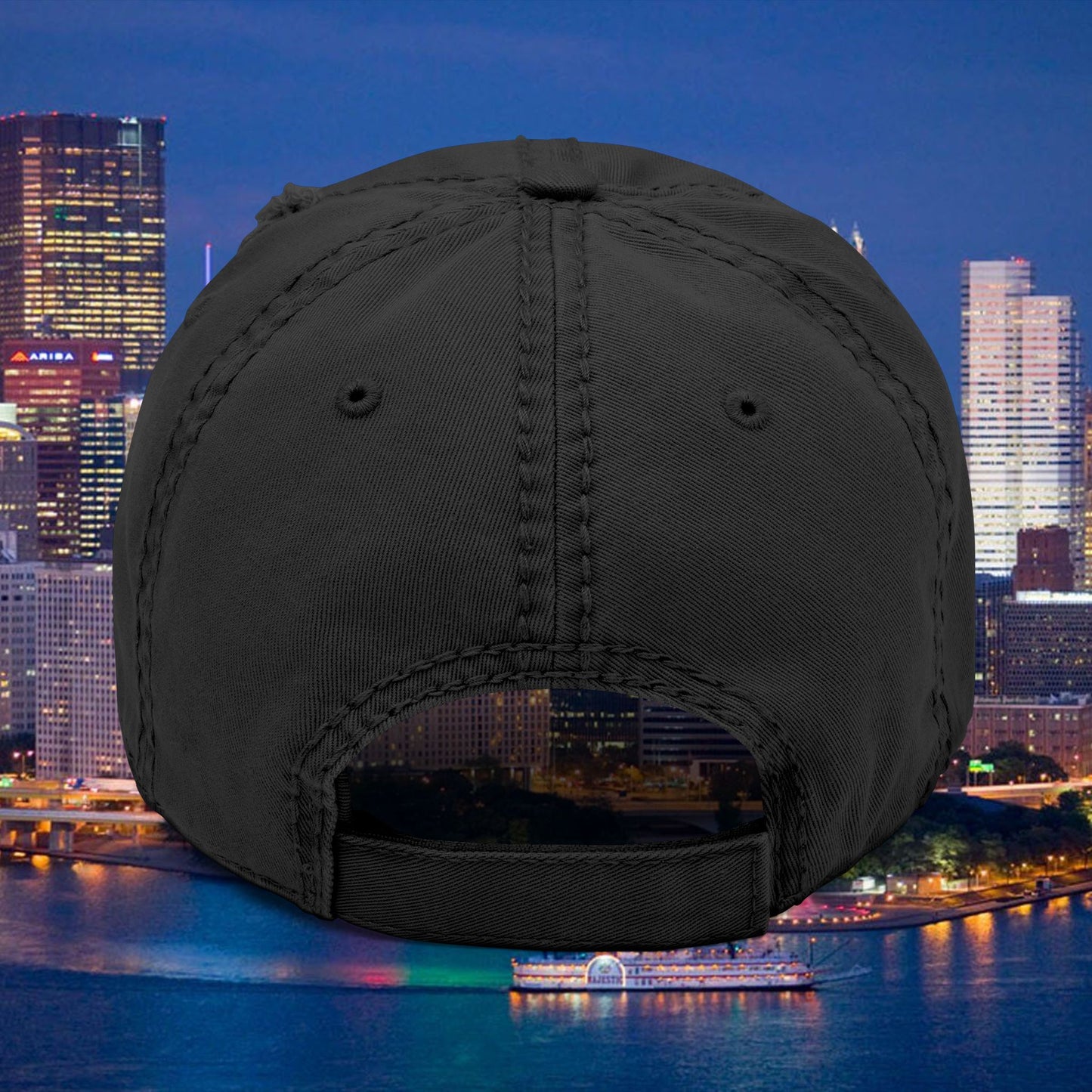 YINZ Pittsburgh Hat Embroidered Distressed Baseball Cap (Gold Thread) | Pittsburghese Dad Hat | Vintage Washed Crew Cap