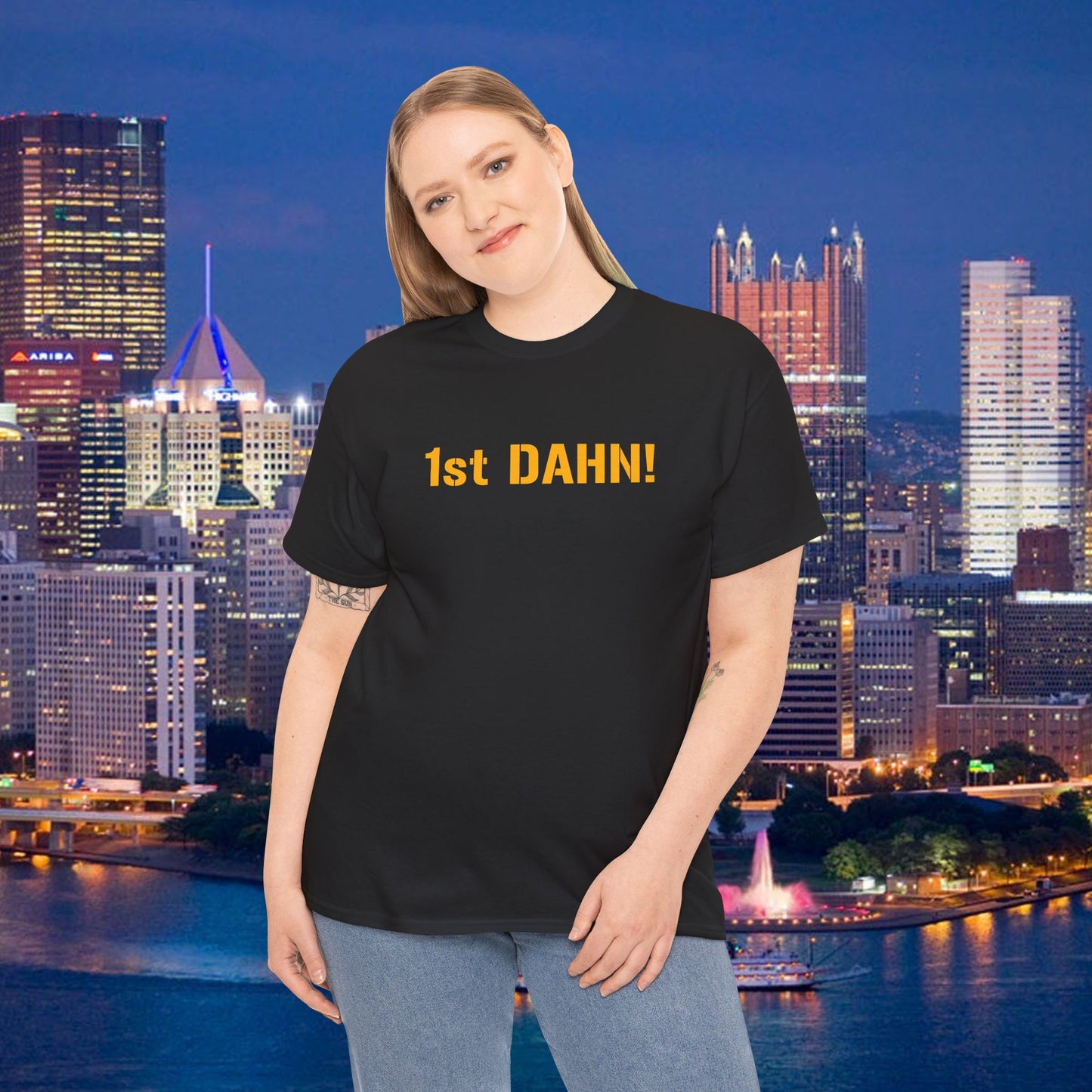1st DAHN! T-Shirt | Pittsburghese Yinzer Shirt | Steelers Football Fan Tee | Steel City Game Day Humor | PGH Gift