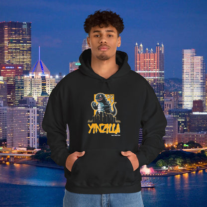 Yinzilla Pittsburgh Hoodie, Yinzer Monster Skyline Sweatshirt, Pittsburghese Hoodie, Steel City Lizard Monster Pullover
