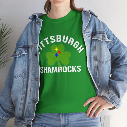 Pittsburgh Shamrocks T-Shirt Shamrock + Steel Stars Graphic Tee | Irish PGH Shirt | St. Patricks Day Pittsburgh Tee | Yinzer Gift