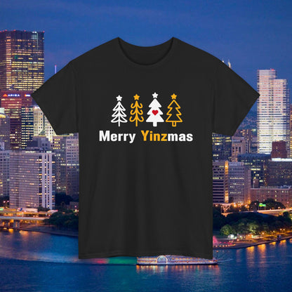 Merry Yinzmas T-Shirt, Pittsburgh Christmas Shirt, Stylized Tree Tee, Yinzer Holiday Gift, Pittsburghese Christmas Shirt