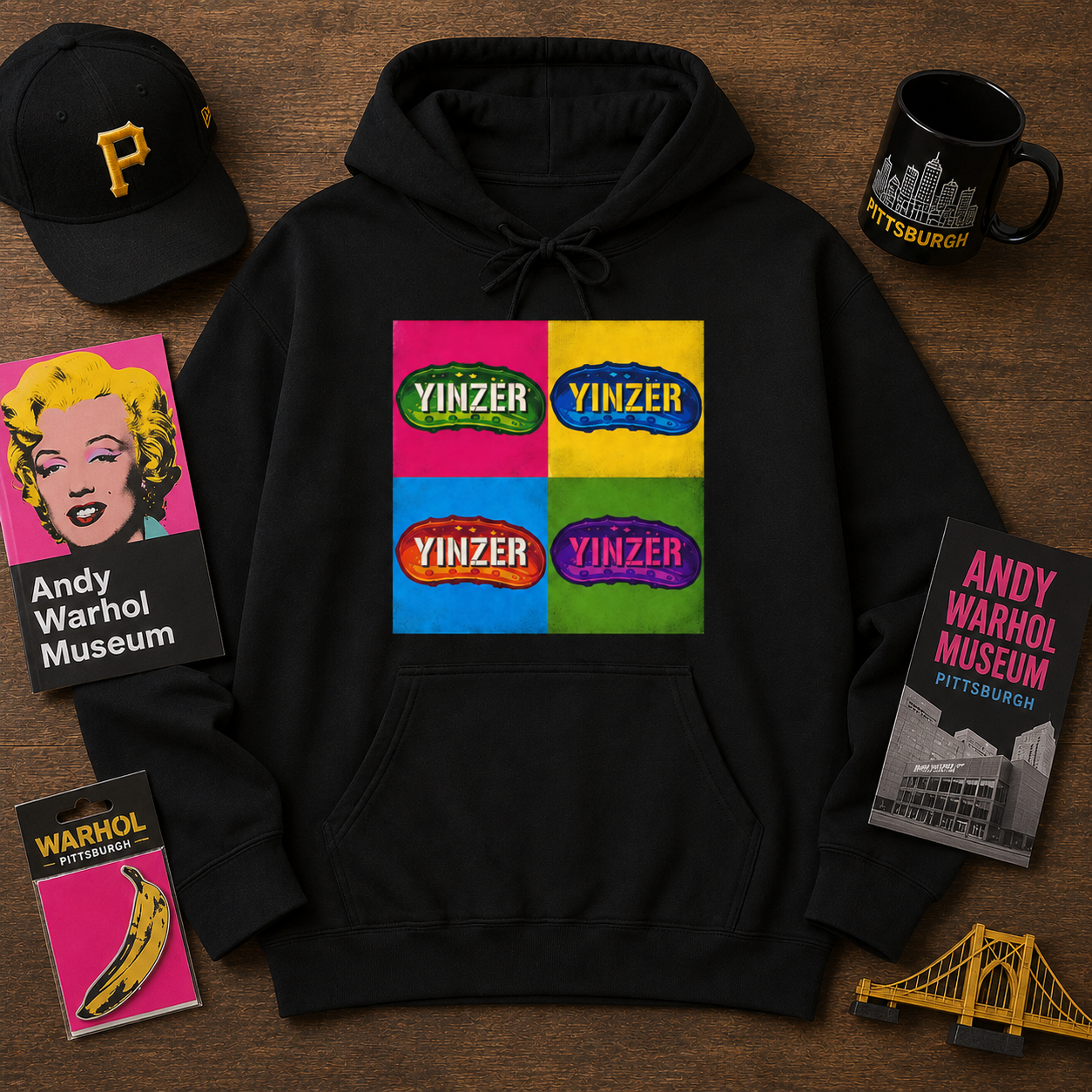 Yinzer Pickle Hoodie, Warhol Inspired Pittsburgh Hoodie, Pittsburghese Pickle Sweatshirt, Pop Art Yinzer Pullover