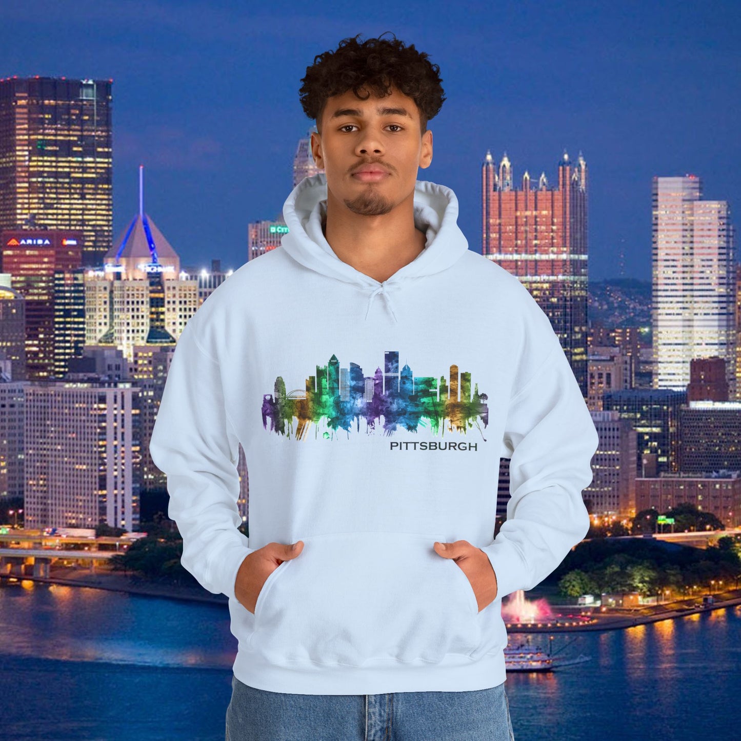 Pittsburgh Skyline Hoodie Stylized Steel City Graphic | PGH Pullover Sweatshirt | Pittsburgh Pride | Pennsylvania Gift