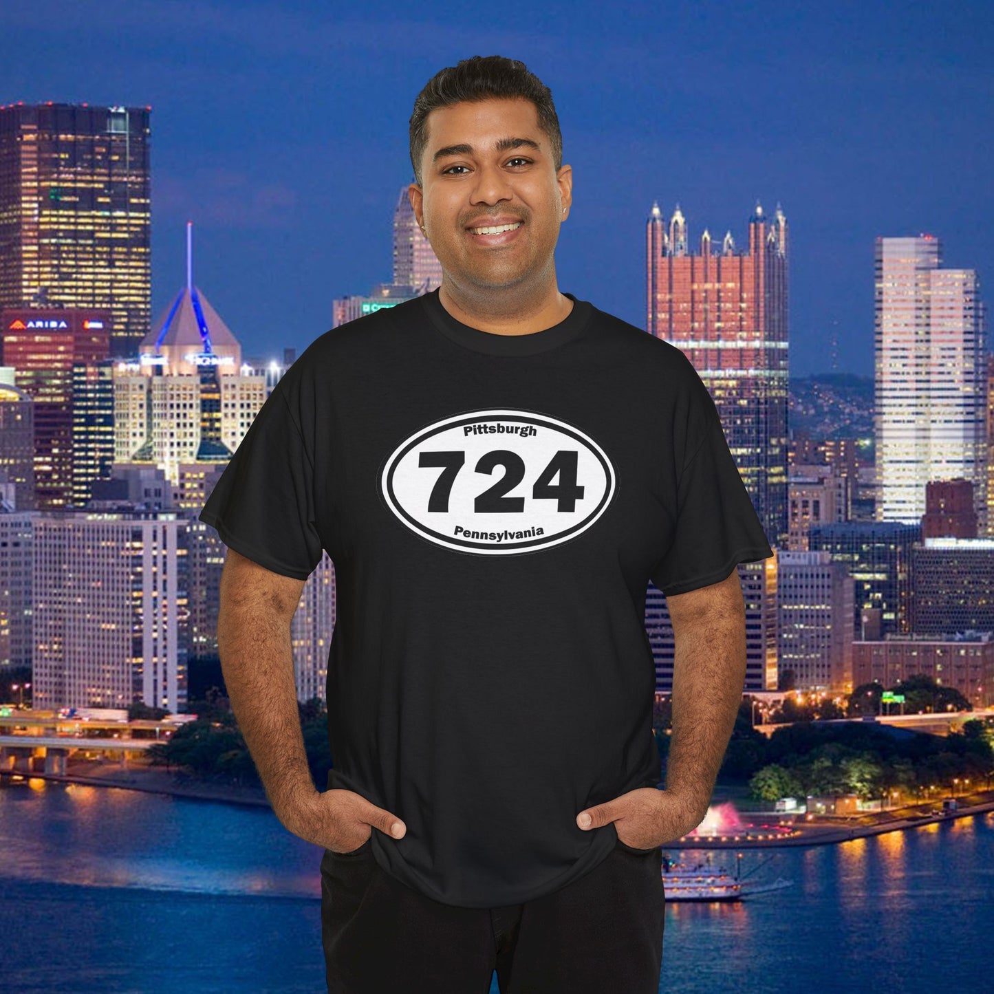724 Area Code T-Shirt Oval Front Graphic | Western PA Tee | Pittsburgh Region Shirt | Pennsylvania Pride | 724 Gift