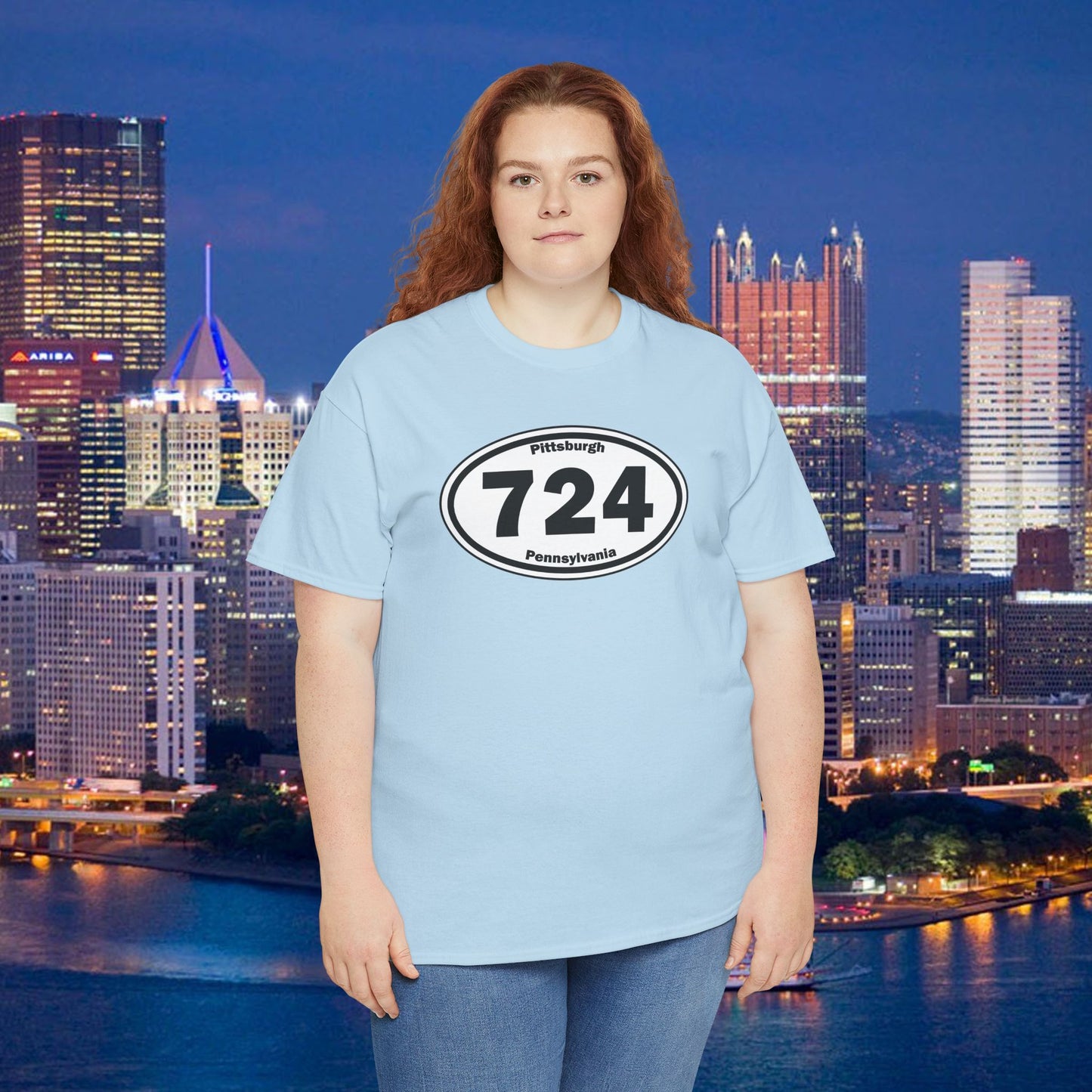 724 Area Code T-Shirt Oval Front Graphic | Western PA Tee | Pittsburgh Region Shirt | Pennsylvania Pride | 724 Gift