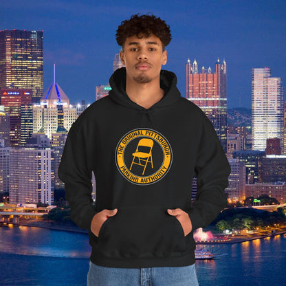 Pittsburgh Parking Chair Hoodie Original Pittsburgh Parking Authority Emblem | Funny Yinzer Pullover | Steel City Gift
