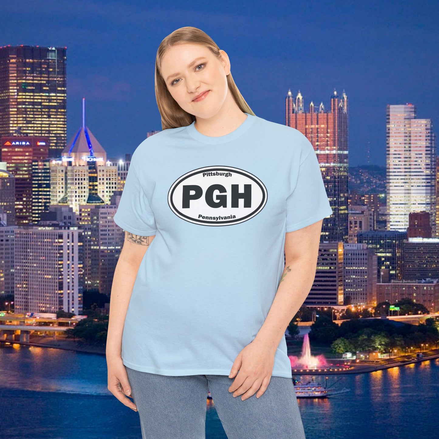 PGH Pittsburgh T-Shirt Oval Logo Front | Steel City Tee | Pittsburgh Pride Shirt | Pennsylvania Graphic Tee | PGH Gift