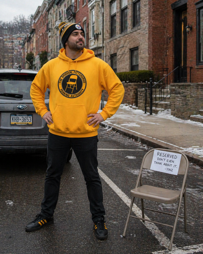 Pittsburgh Parking Chair Hoodie Original Pittsburgh Parking Authority Emblem | Funny Yinzer Pullover | Steel City Gift