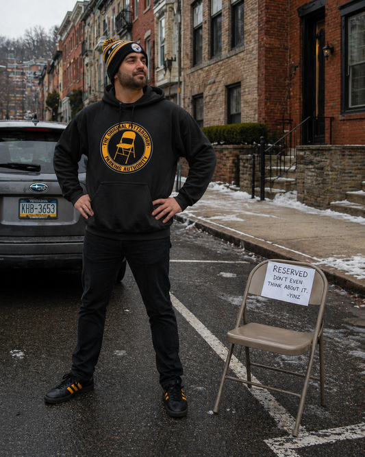 Pittsburgh Parking Chair Hoodie Original Pittsburgh Parking Authority Emblem | Funny Yinzer Pullover | Steel City Gift