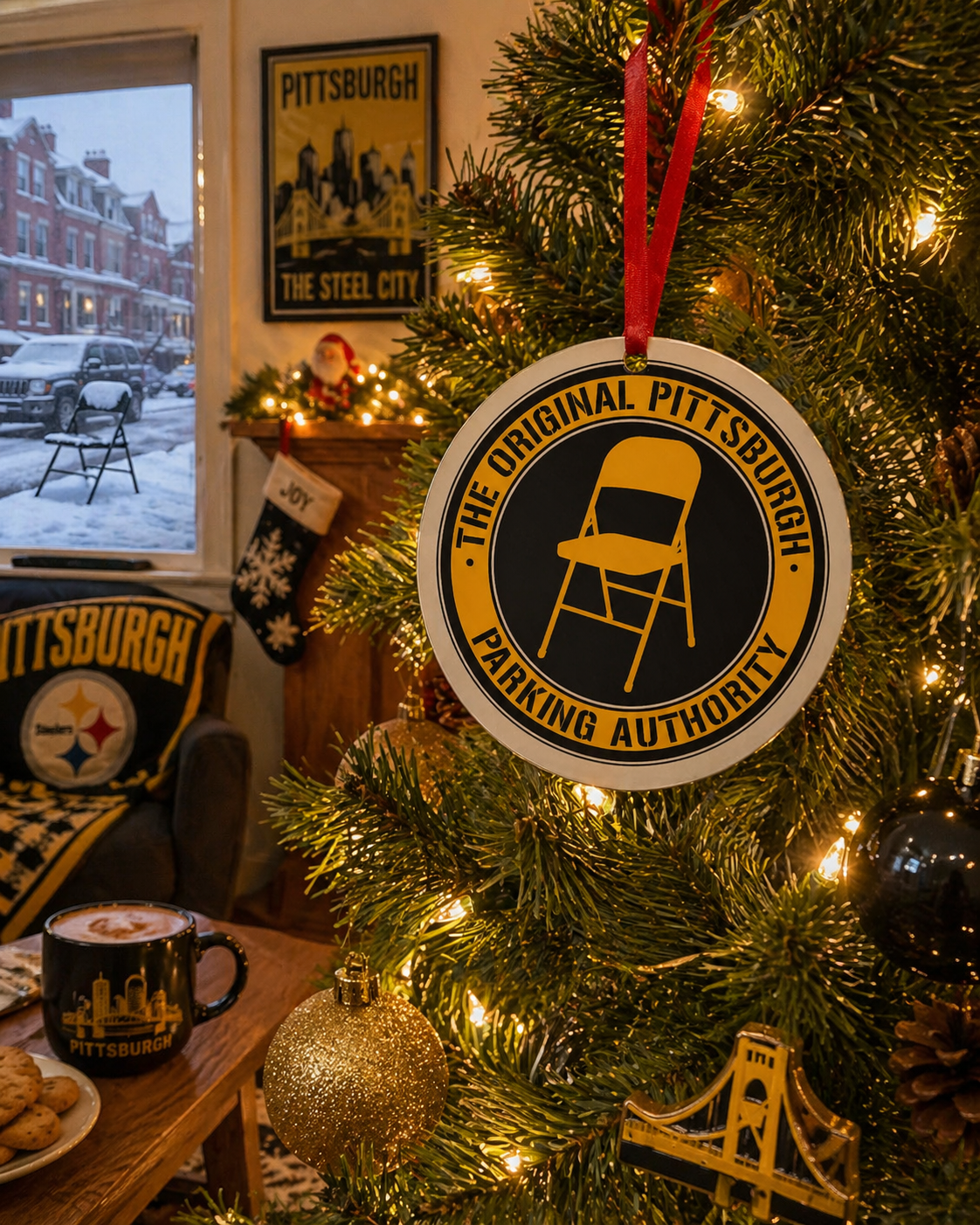 Pittsburgh Parking Chair Ornament | Original Pittsburgh Parking Authority Funny Ornament | Yinzer Gift | Steel City Christmas Decor
