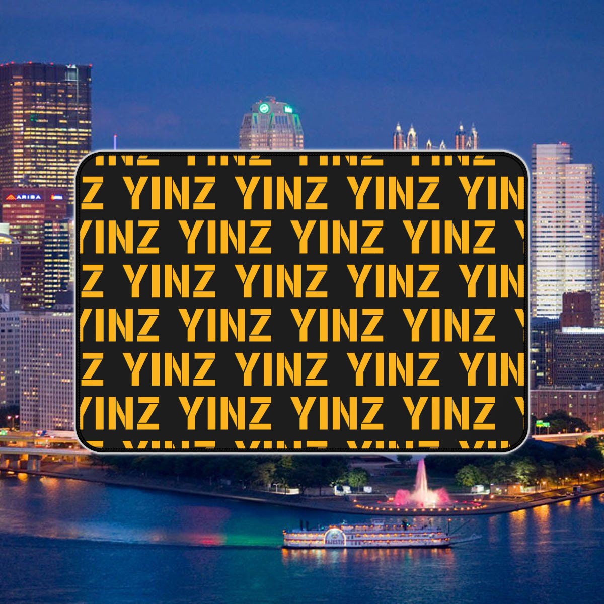 YINZ Desk Mat, Pittsburgh Desk Pad, Yinzer Office Decor, Pittsburgh Gift, Black and Gold Desk Accessory, Western PA Mouse Pad