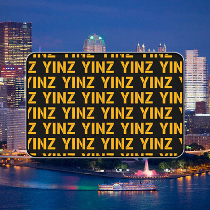 YINZ Desk Mat, Pittsburgh Desk Pad, Yinzer Office Decor, Pittsburgh Gift, Black and Gold Desk Accessory, Western PA Mouse Pad