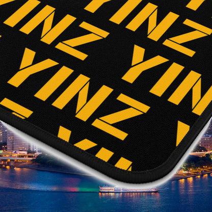 YINZ Desk Mat, Pittsburgh Desk Pad, Yinzer Office Decor, Pittsburgh Gift, Black and Gold Desk Accessory, Western PA Mouse Pad