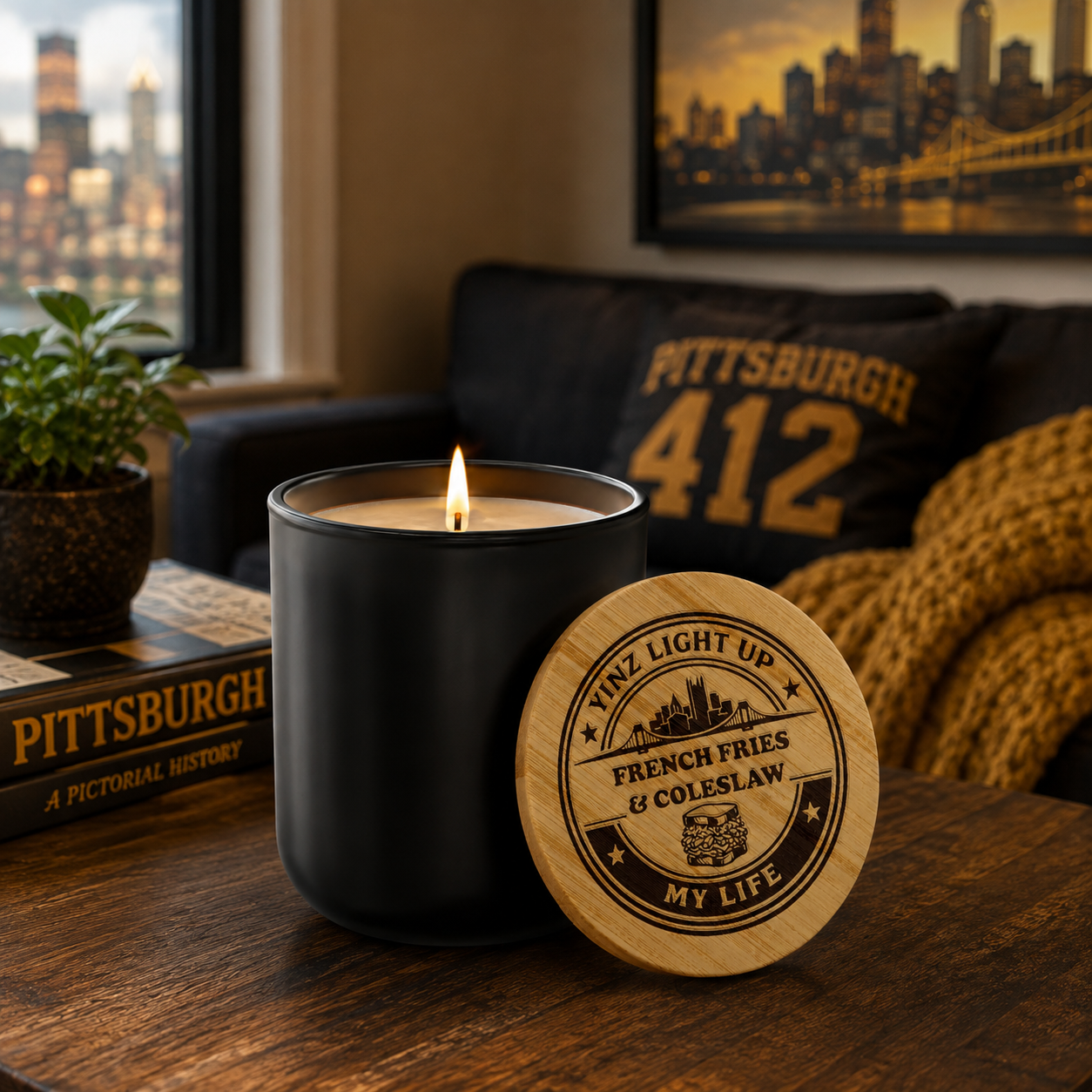 Yinz Light Up My Life French Fries and Coleslaw Candle, Funny Pittsburgh Gift, 14oz Soy Candle, Yinzer Gift, Pittsburghese Home Decor