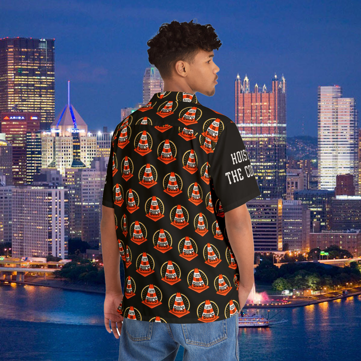 Hoist The Cone Pittsburgh Pirates Hawaiian Shirt, Hoist the Cone Aloha Shirt, Lets Go Bucs Traffic Cone Button Up, Yinzer Baseball Fan Shirt