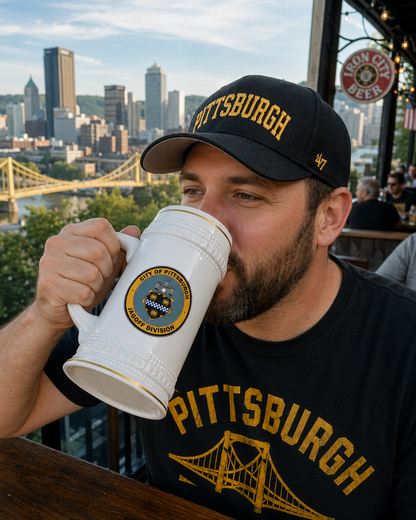 Jagoff Division, Beer Stein, Pittsburgh Parody City Emblem, Mug Yinzer Gift, Jagoff, Pittsburghese Joke Steel City Barware